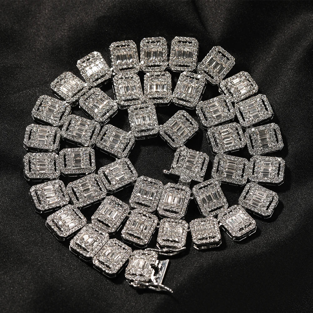 16 inch Rhinestone Baguette Cut PHAT Link Chain