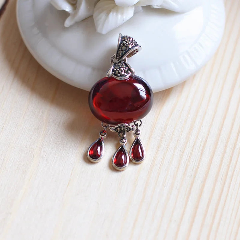 Natural Garnet Water Drop Pendant