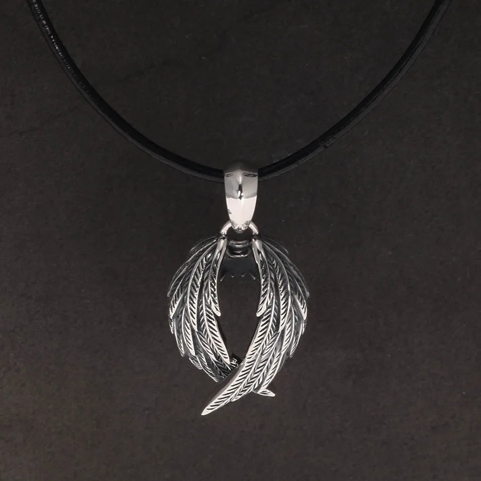 Silver Raven Wings Pendant