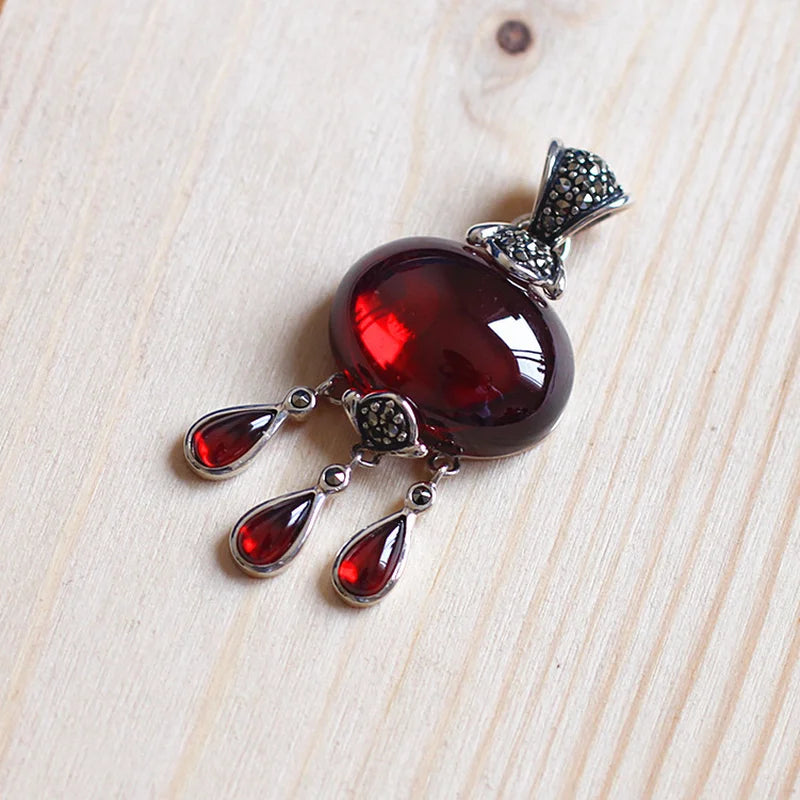 Natural Garnet Water Drop Pendant