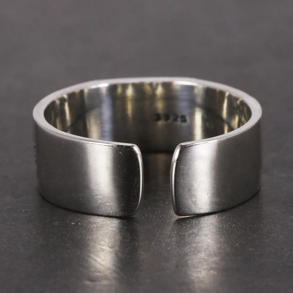 Open Resizable Sterling Silver Natural Garnet Ring