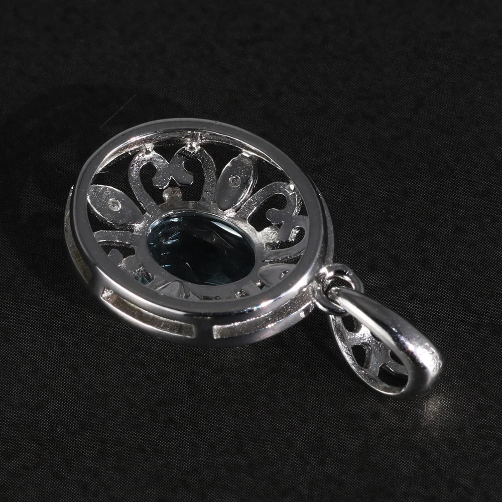 Blue Natural Topaz Pendant