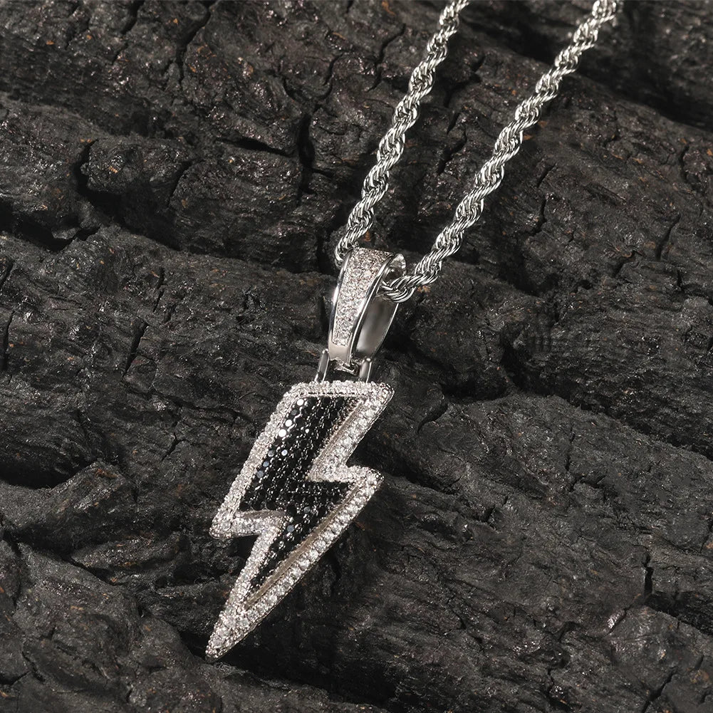 Silver & Black Zircon Lightning Necklace