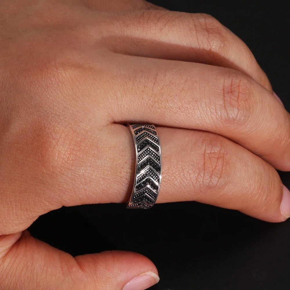 Size 11 - 925 Sterling Silver Chevron CZ Ring