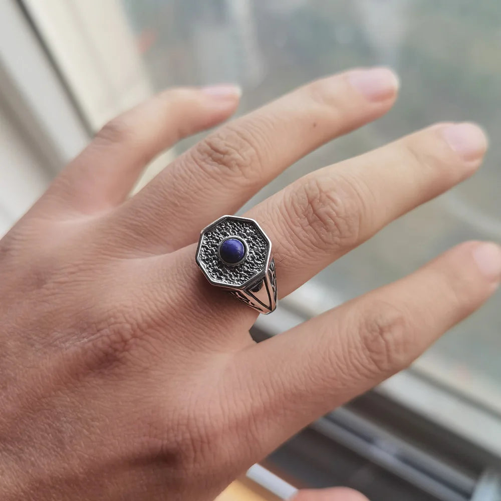 Lapis Lazuli Platinum Plated Vampire Ring
