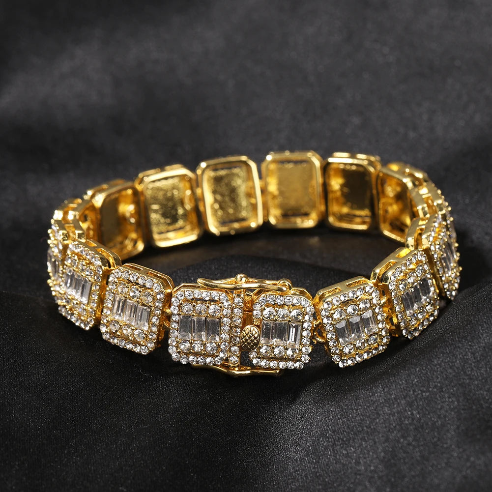 10 inch Rhinestone Baguette Cut PHAT Link Bracelet