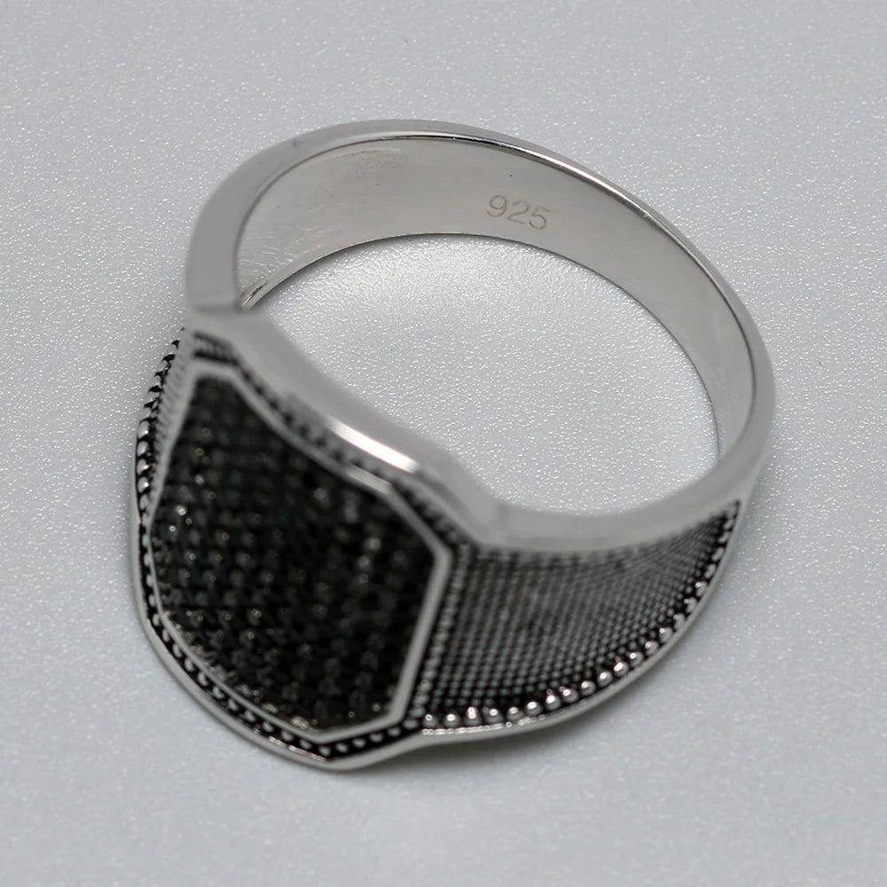 Black Zircon Embedded Ring