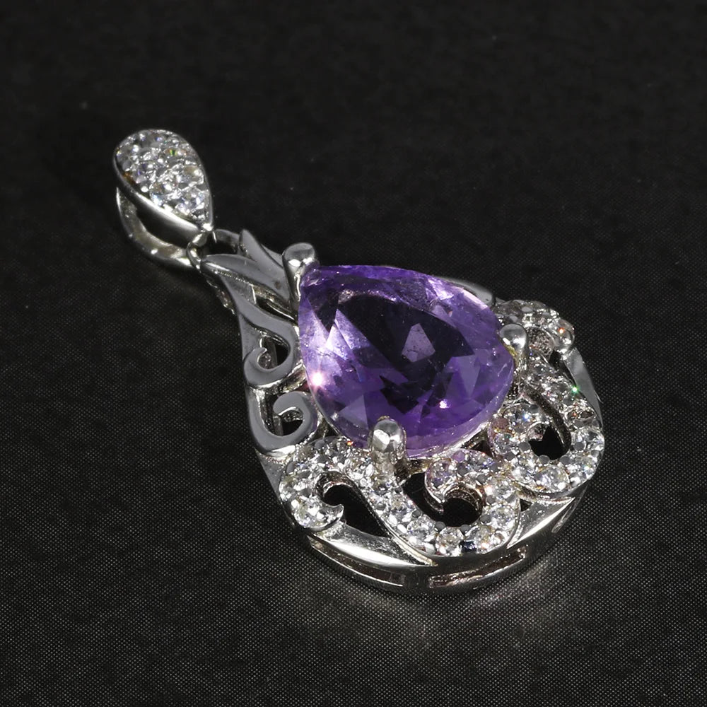 Amethyst Water Drop Pendant