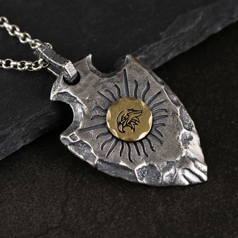Indian Chief Eagle Shield Pendant & Necklace