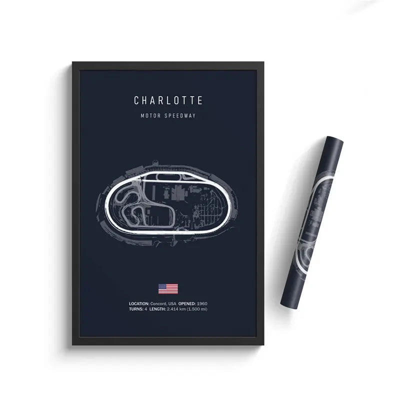Charlotte Motor Speedway - 4 turns - F1 Race Track Print