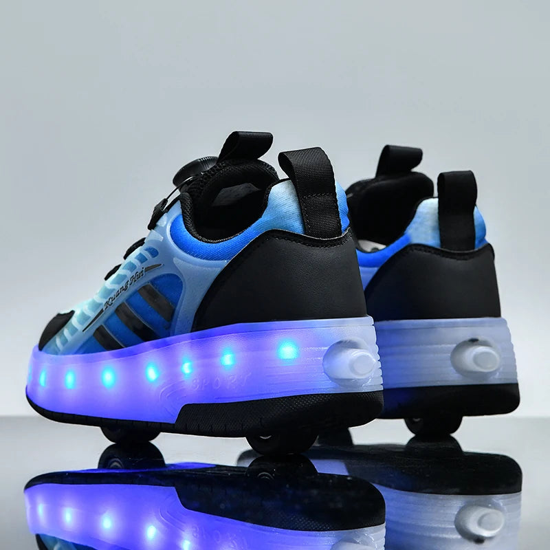 Retractable 2 Wheel LED Roller Shoes