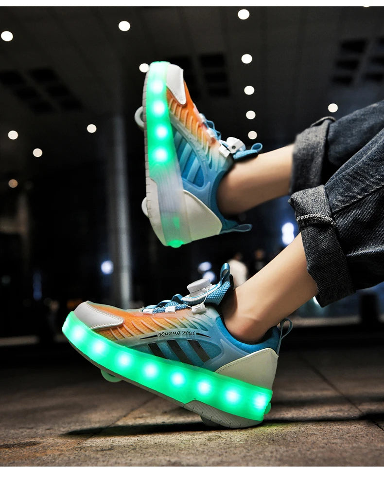 Retractable 2 Wheel LED Roller Shoes