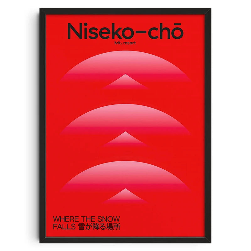 Red snow - Vintage Retro Abstract Print Poster
