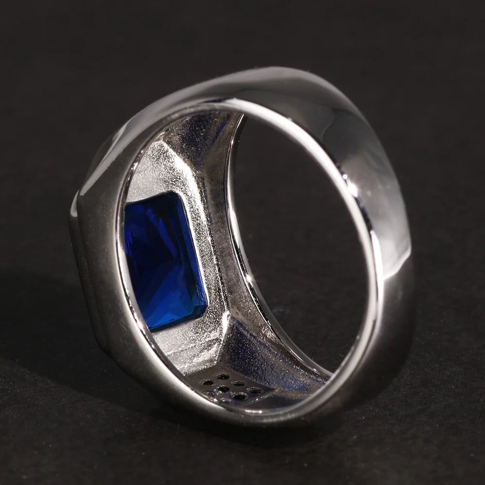 Silver Blue Cubic Zirconia Ring - Size 11