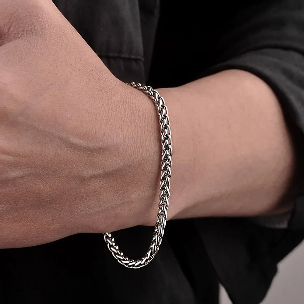 18cm Sterling Silver 3mm Braided Bracelet