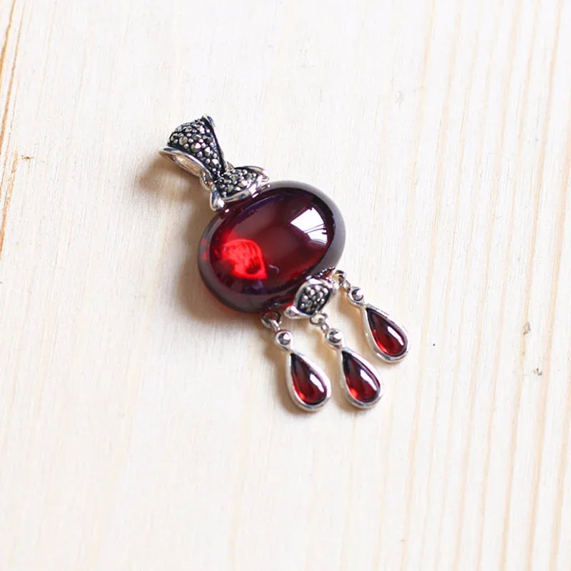 Natural Garnet Water Drop Pendant
