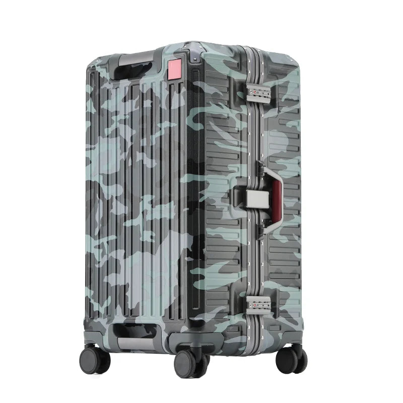 Camouflage Wide Handle Reinforced Suitcase
