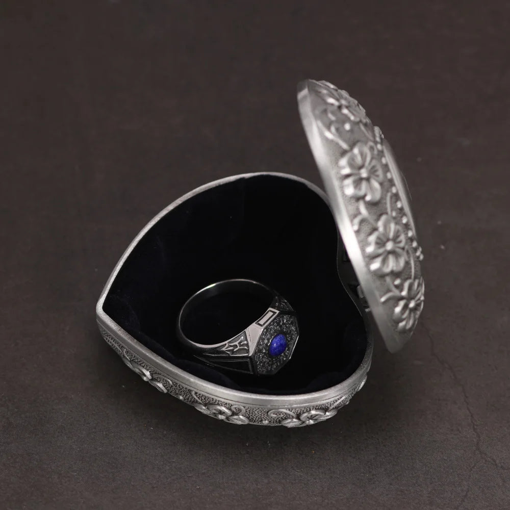 Vampire Rings With Natural Lapis Lazuli Stone & Ring Cases