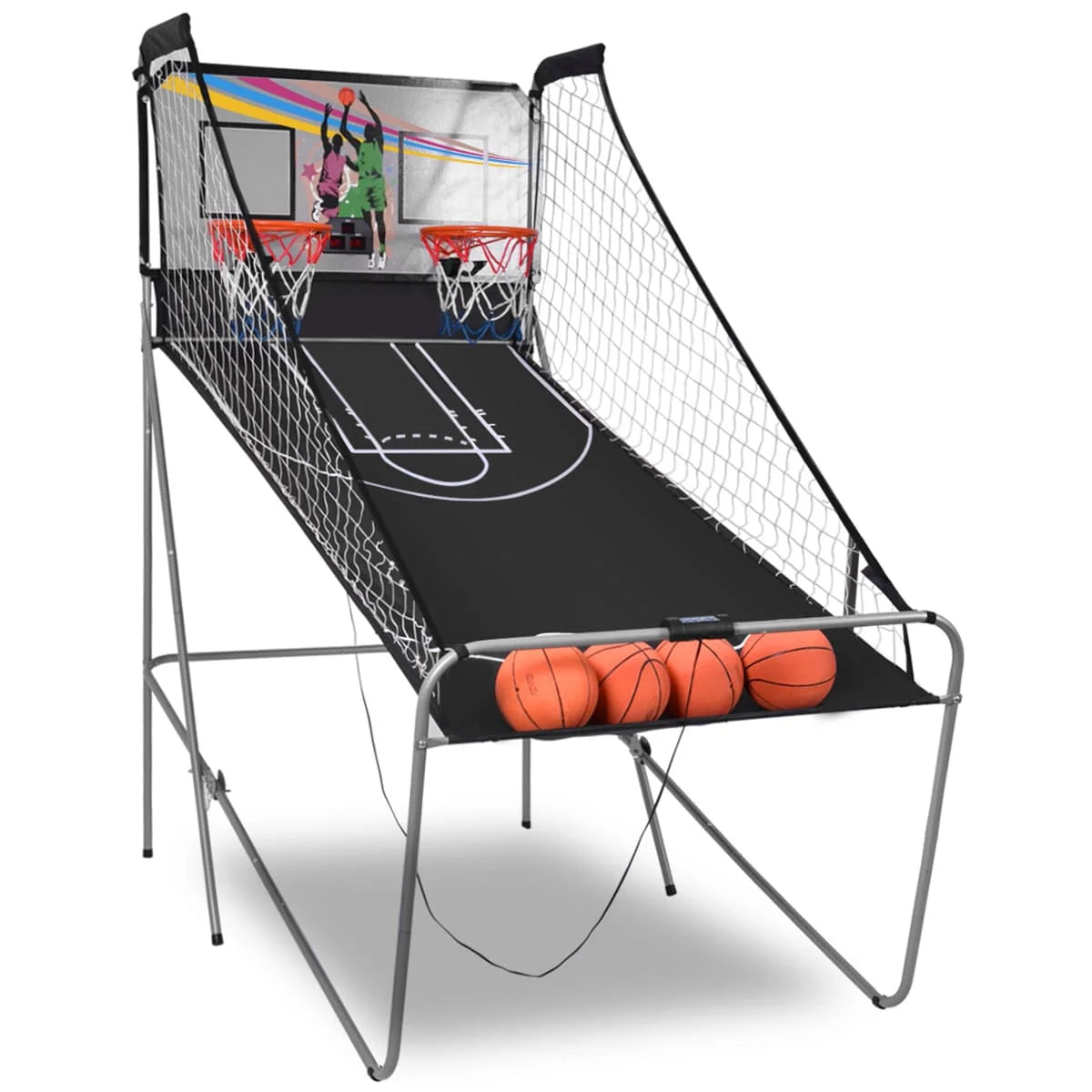 Foldable Double Shot Basketball Arcade with 4 Basketballs