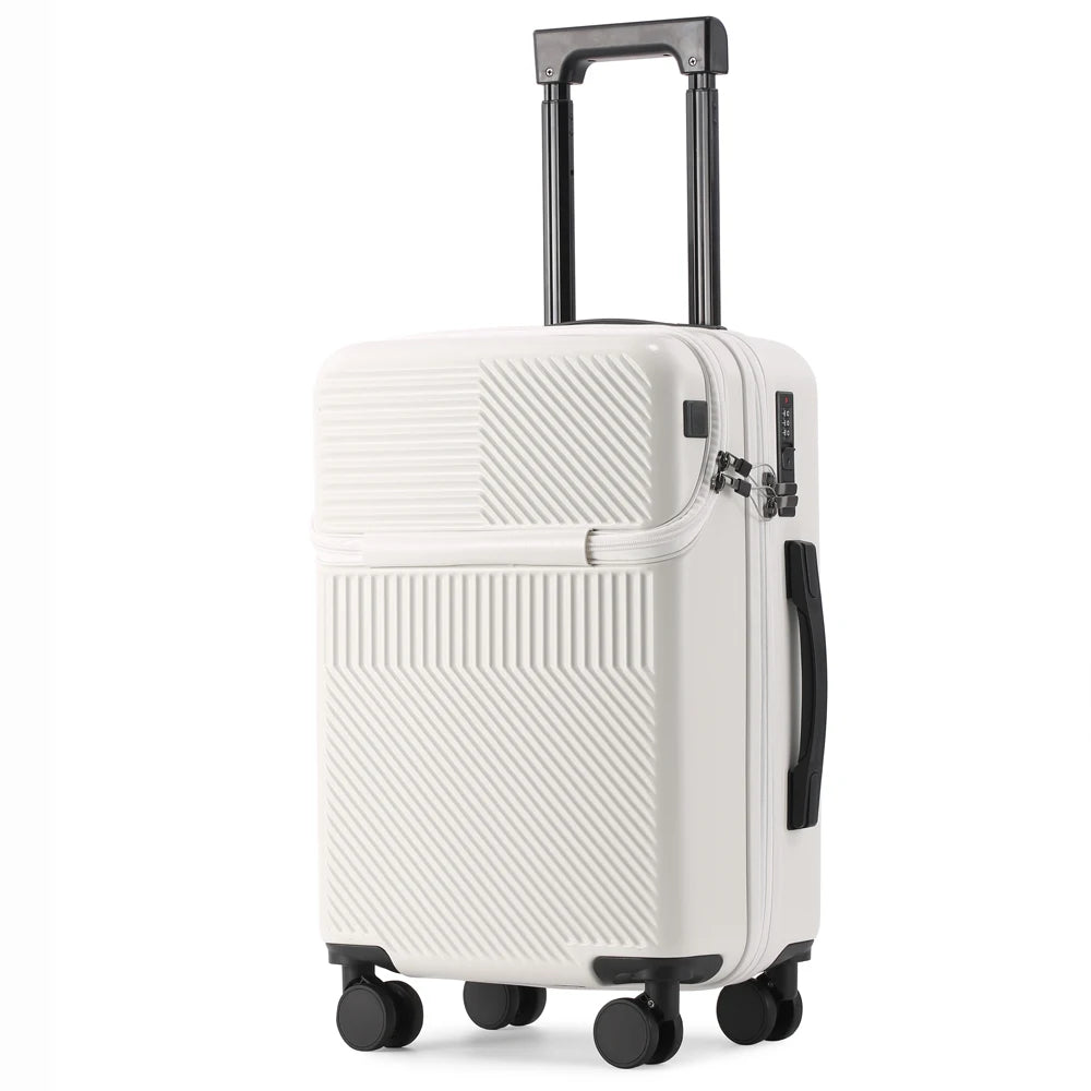 White Lightweight & Compact Stylish Suitcase