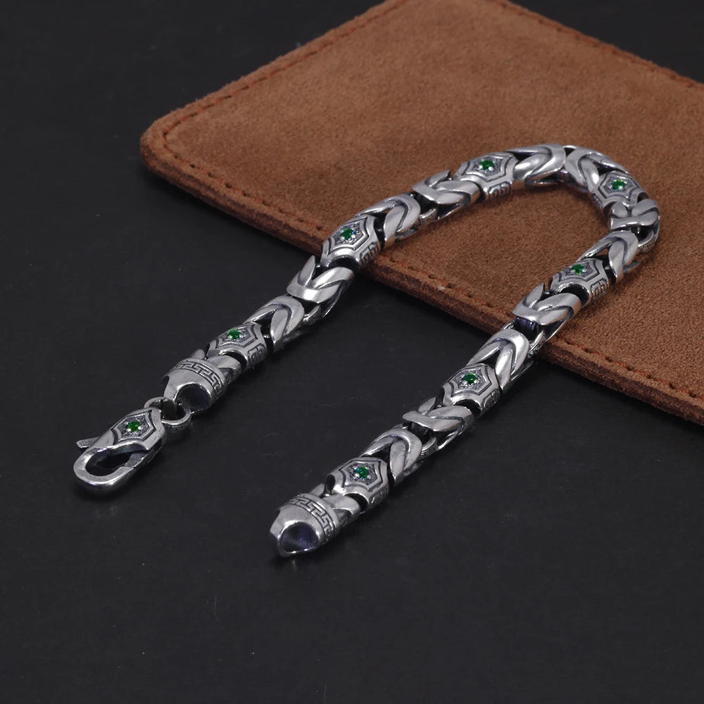 19cm 925 Sterling Silver Studded Pattern Bracelet