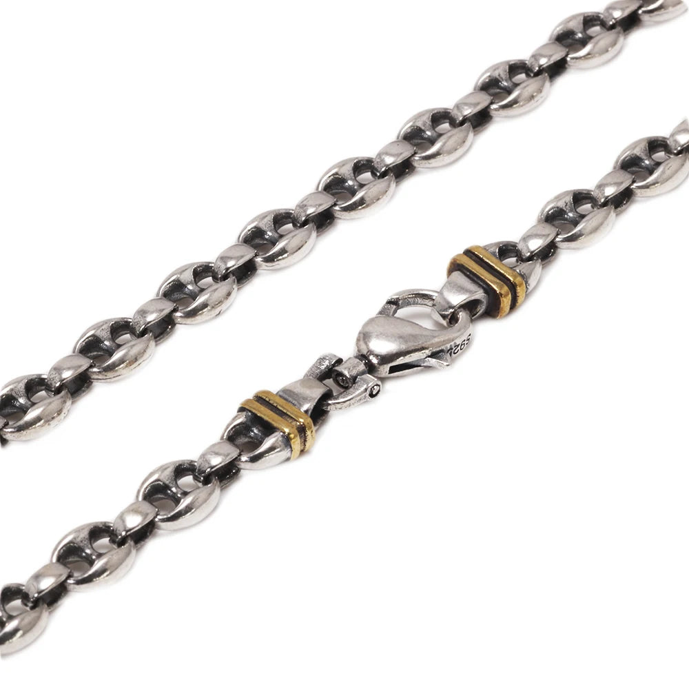 2XL - 55cm - Sterling Silver Coffee Bean Necklace