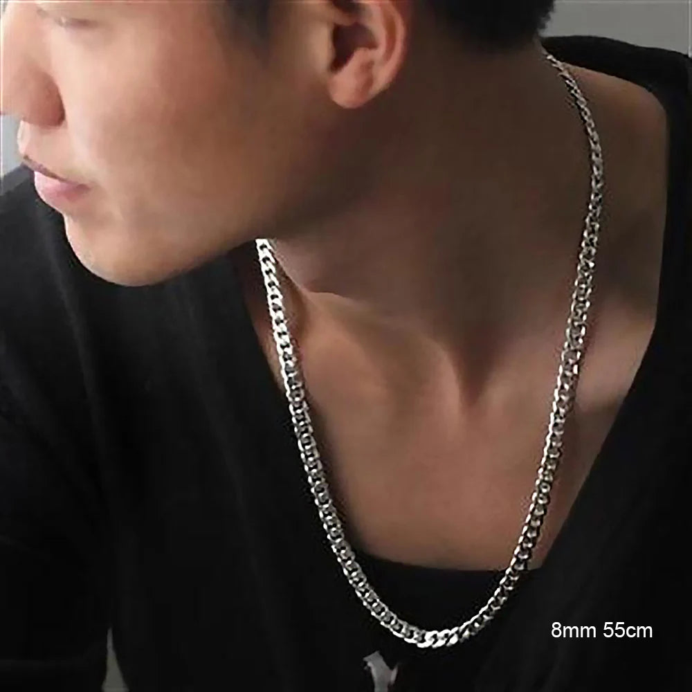 55cm Sterling Silver Cuban Necklaces