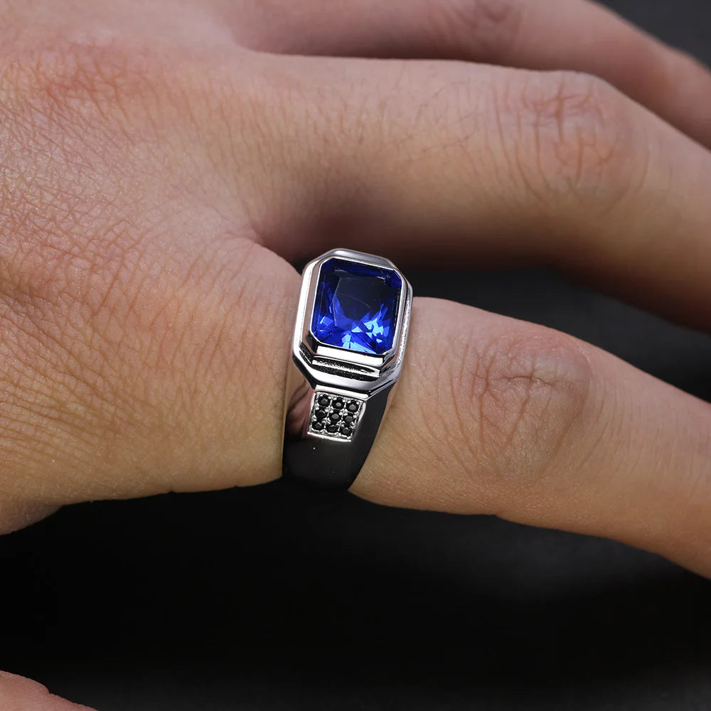 Silver Blue Cubic Zirconia Ring