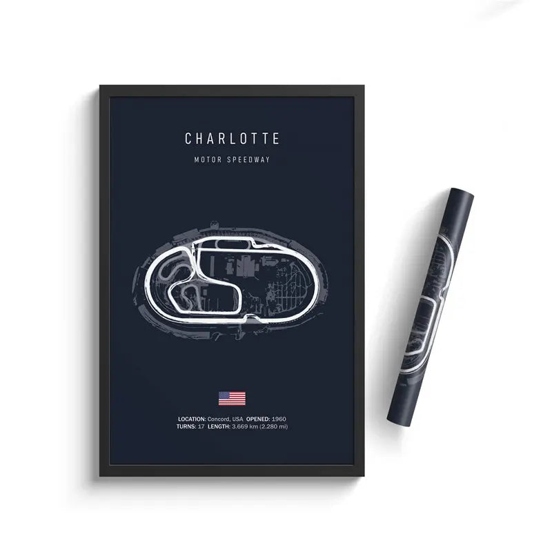 Charlotte Motor Speedway - 17 turns - F1 Race Track Print