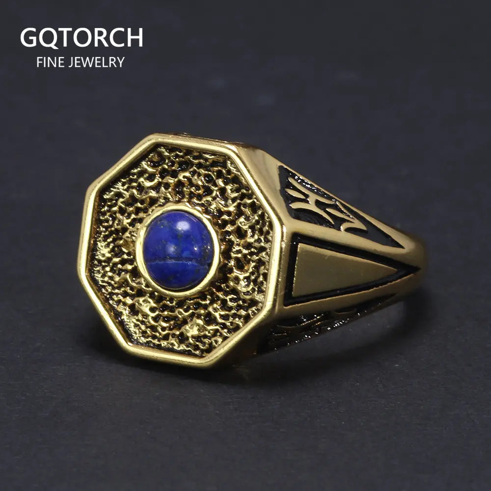 Lapis Lazuli Platinum Plated Vampire Ring