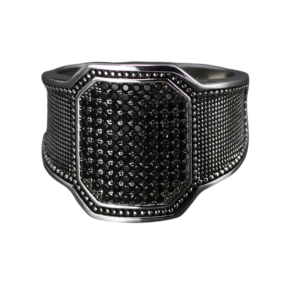 Black Zircon Embedded Ring