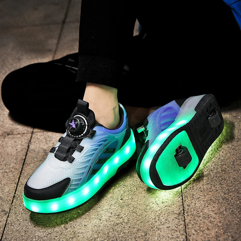 Retractable 2 Wheel LED Roller Shoes
