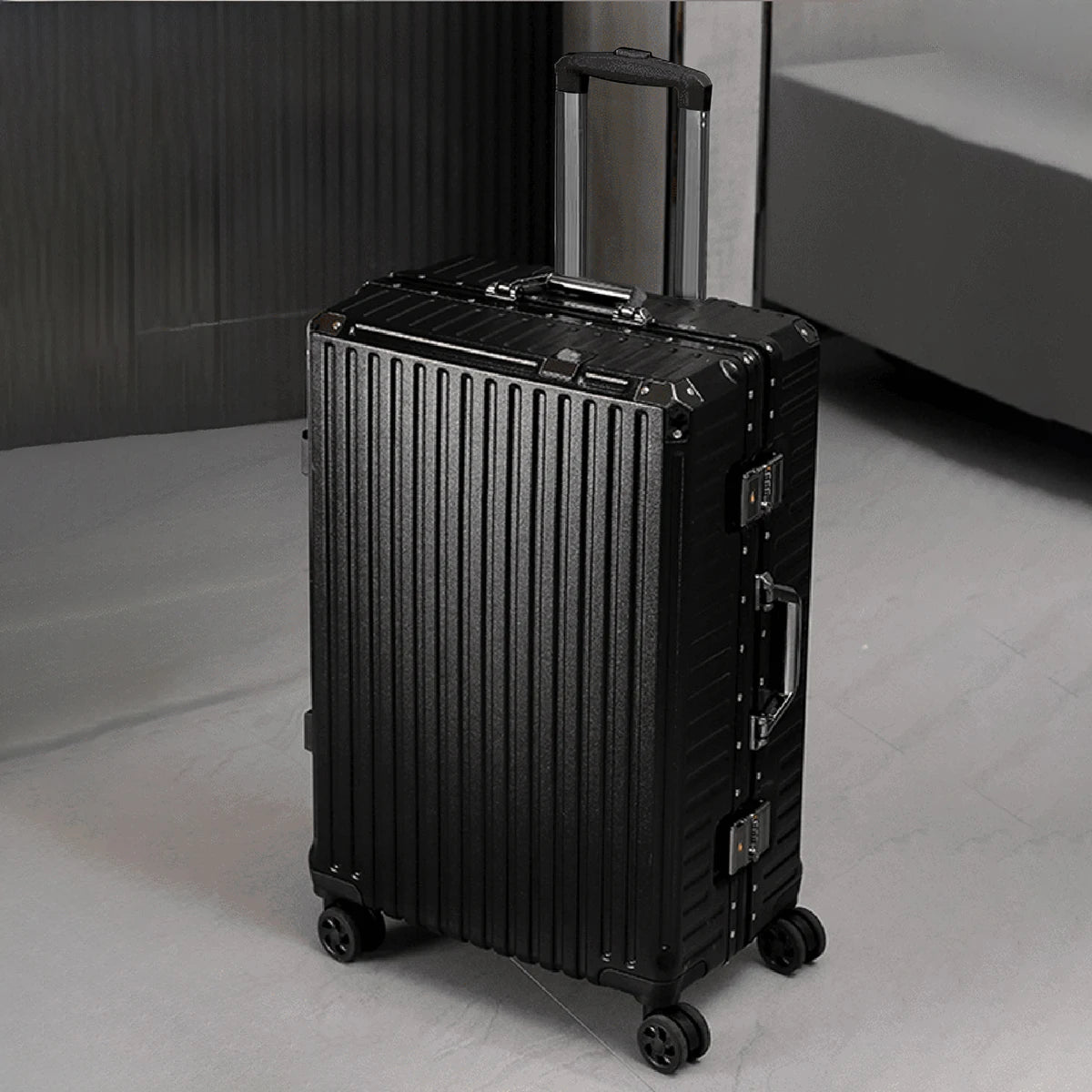 Black Aluminium Travel Combination Suitcase