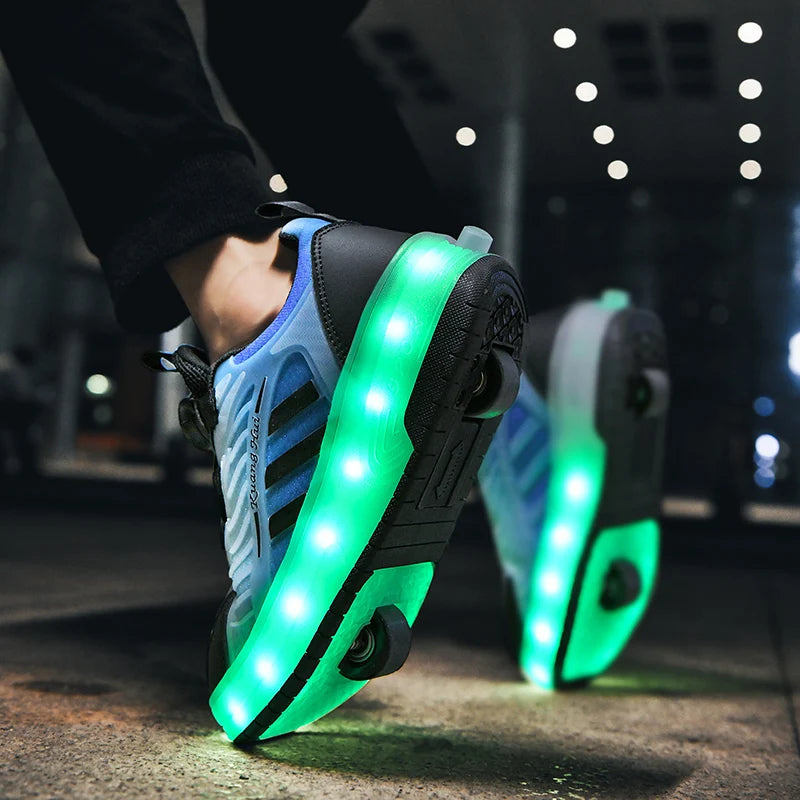 Retractable 2 Wheel LED Roller Shoes