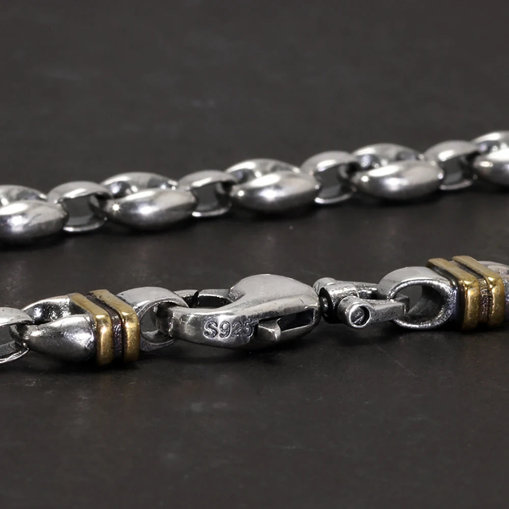 3XL - 60cm - Sterling Silver Coffee Bean Necklace