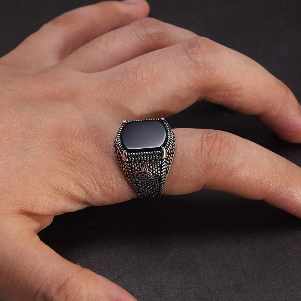 Black Onyx Turkish Signet Ring