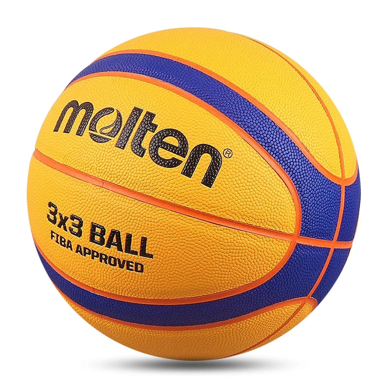 Fiba approved - 3x3 Orange basketball with a dark orange winding and purple track lines.