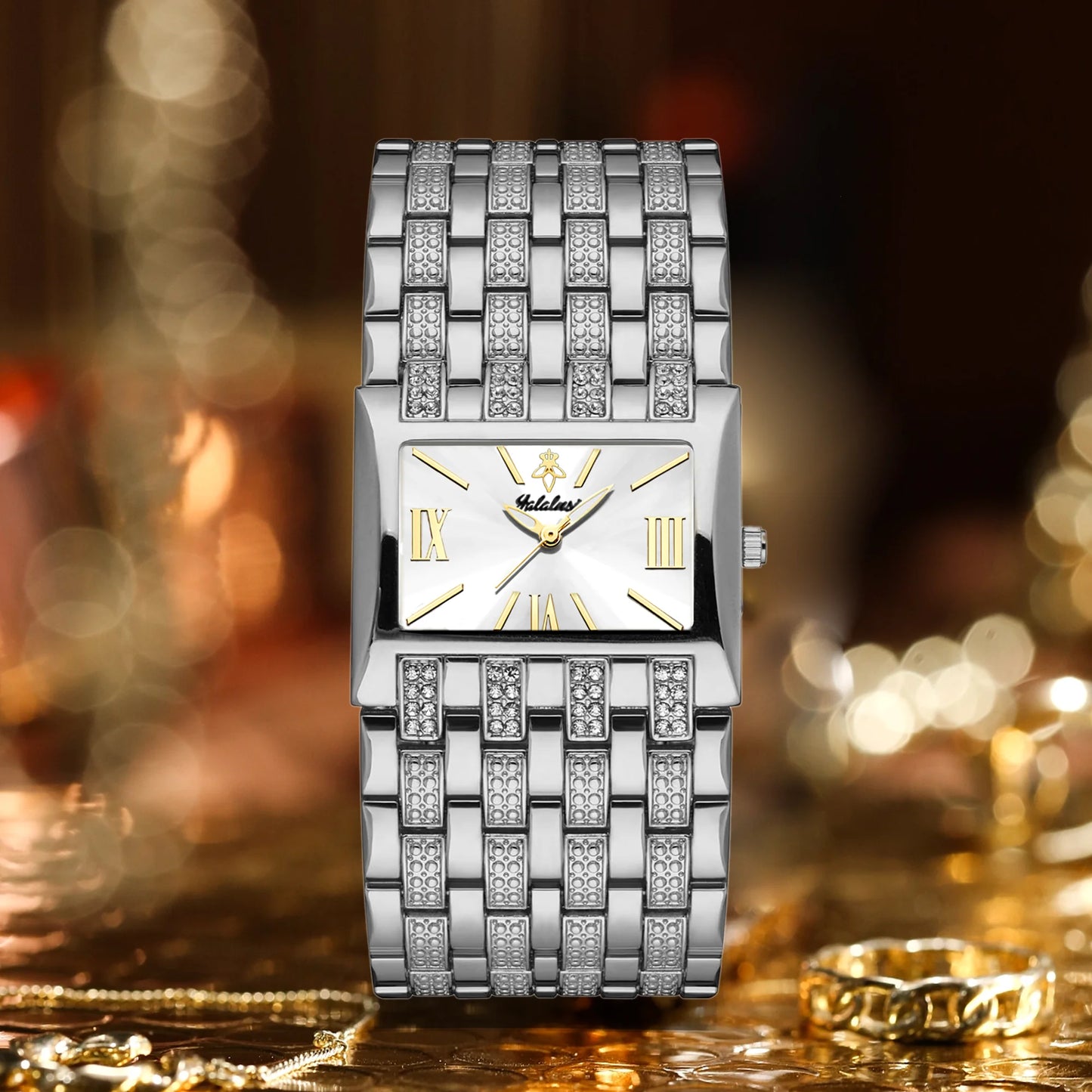 Yalalusi Quartz Crystal Band Watch - Silver