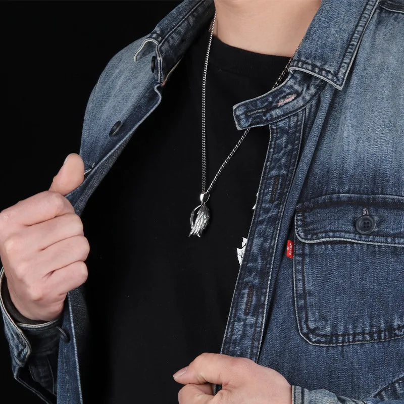 Silver Raven Wings Pendant