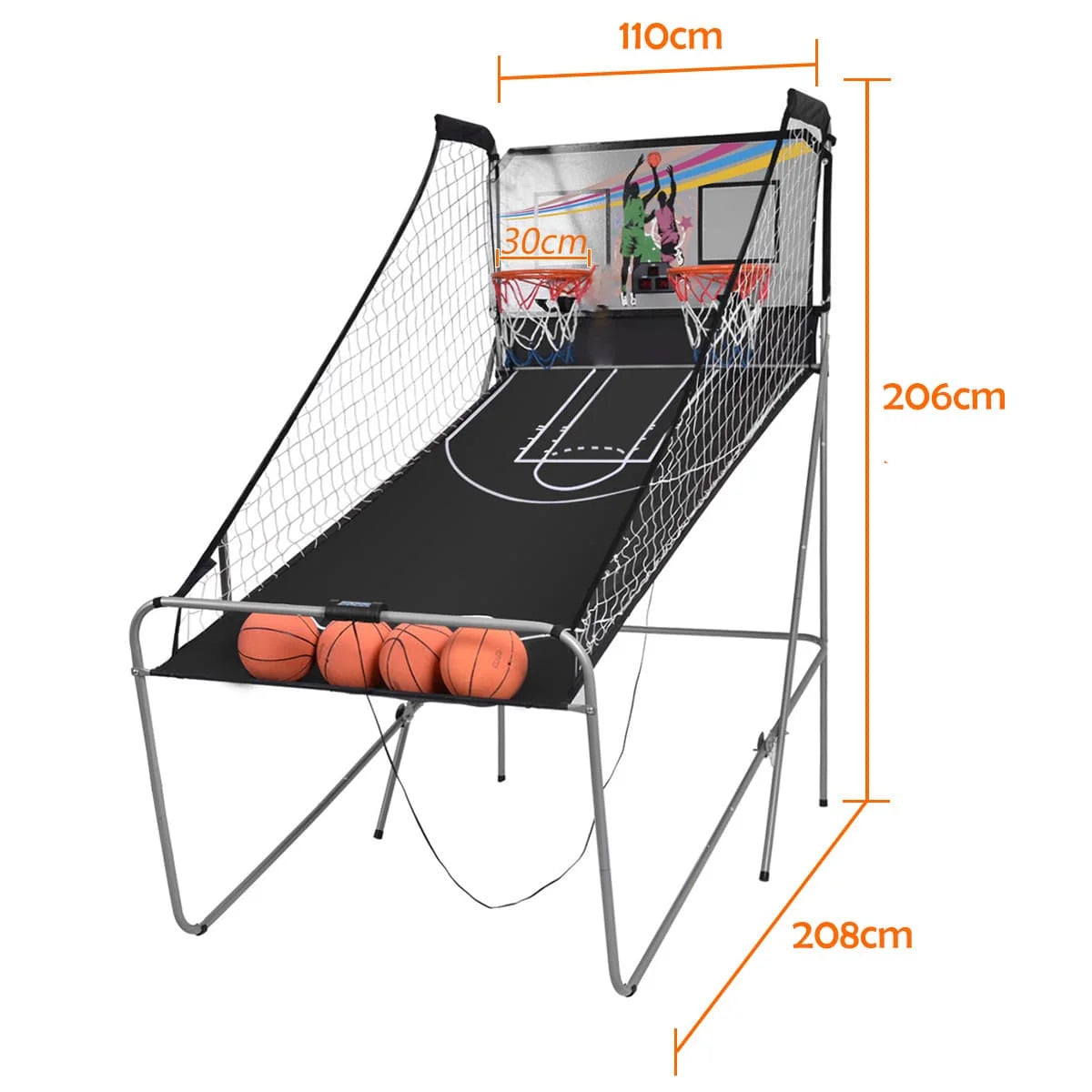 Foldable Double Shot Basketball Arcade with 4 Basketballs