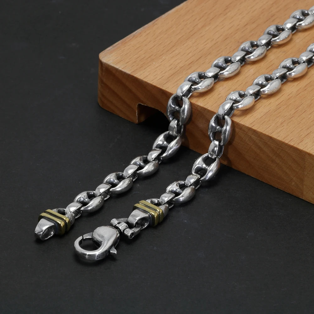 2XL - 55cm - Sterling Silver Coffee Bean Necklace