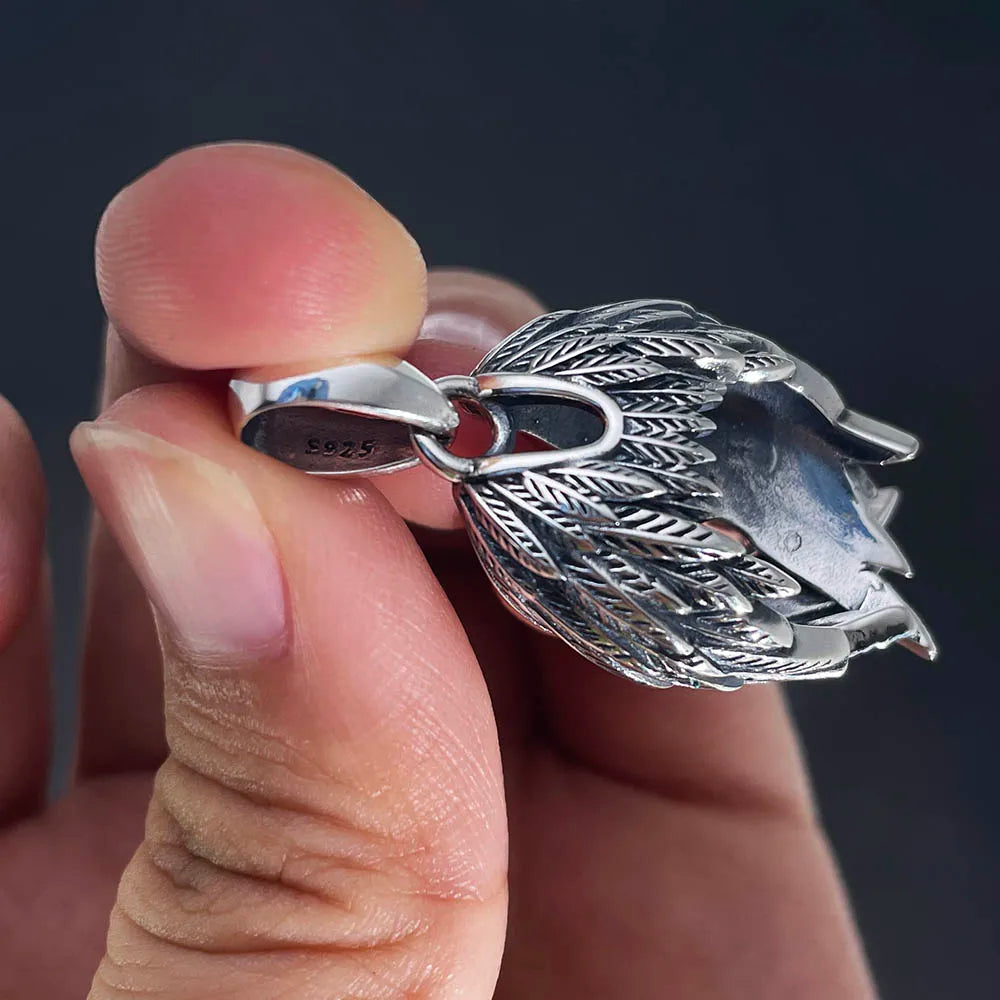 Silver Raven Wings Pendant