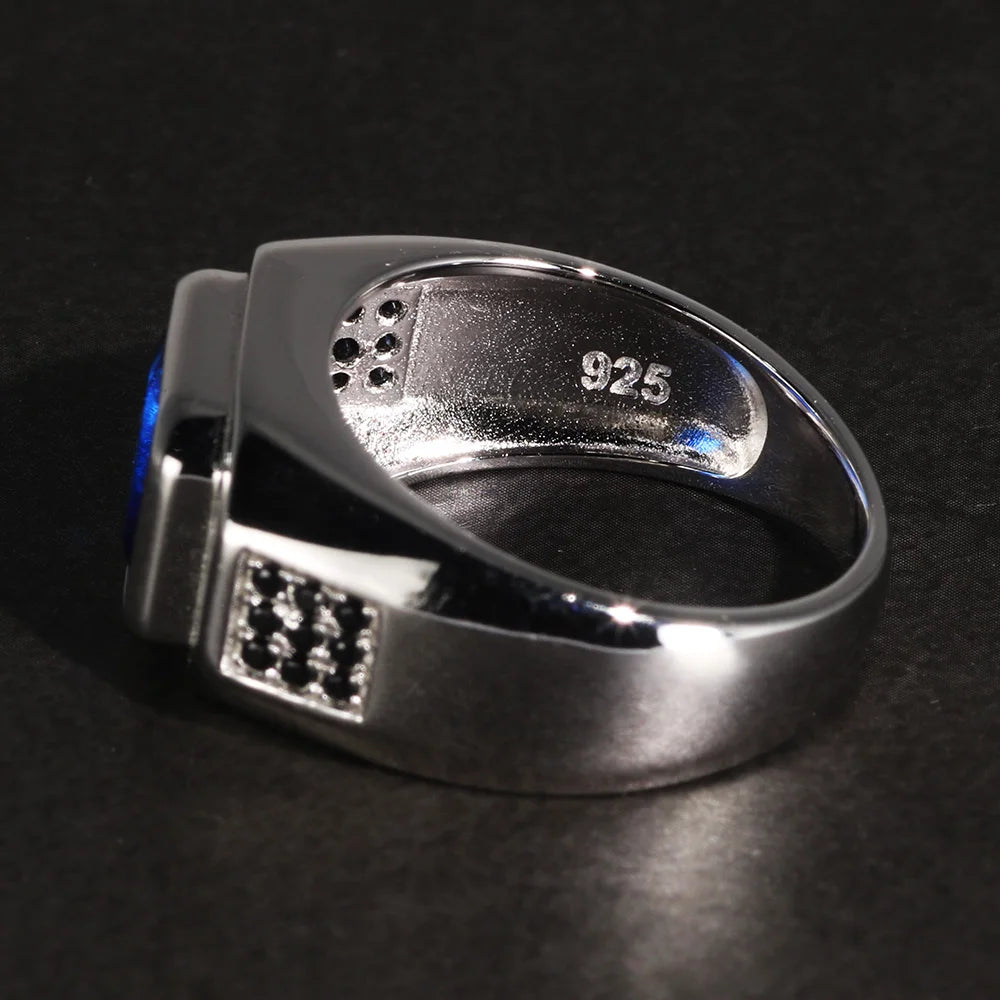 Silver Blue Cubic Zirconia Ring - Size 10