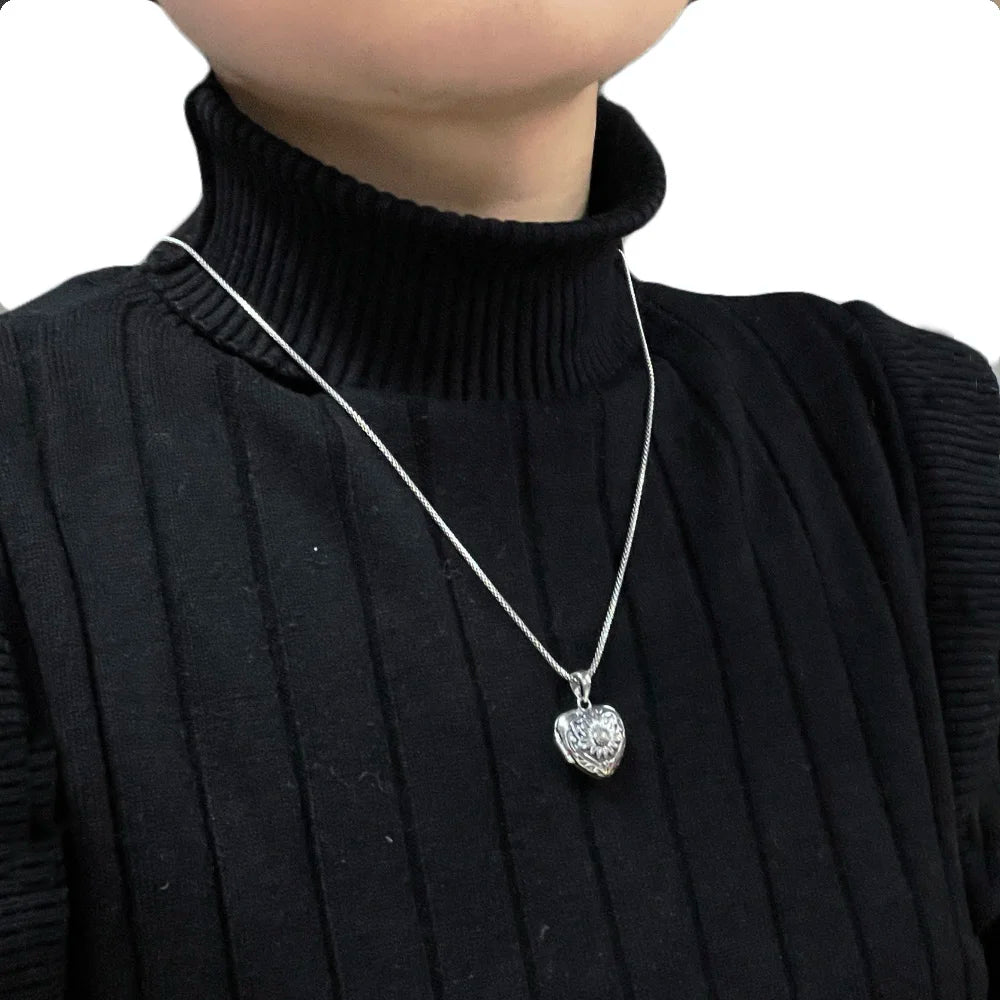 Heart Shaped Sunflower Locket Necklace