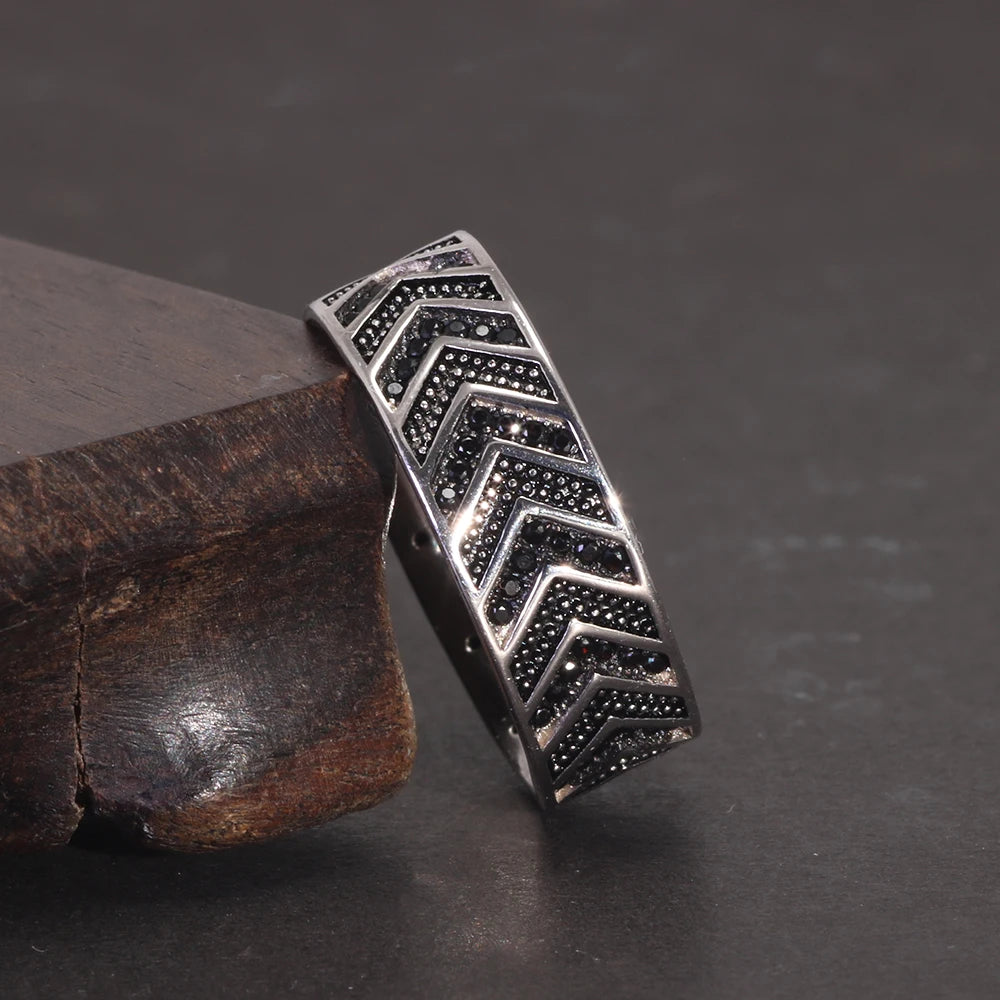 Size 10 - 925 Sterling Silver Chevron CZ Ring
