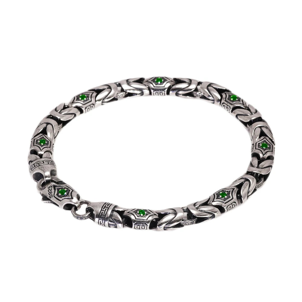 22cm 925 Sterling Silver Studded Pattern Bracelet