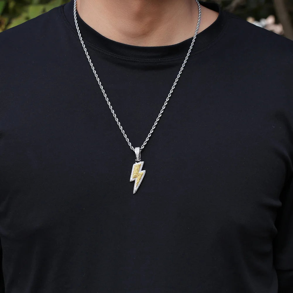 Silver & Gold Zircon Lightning Necklace