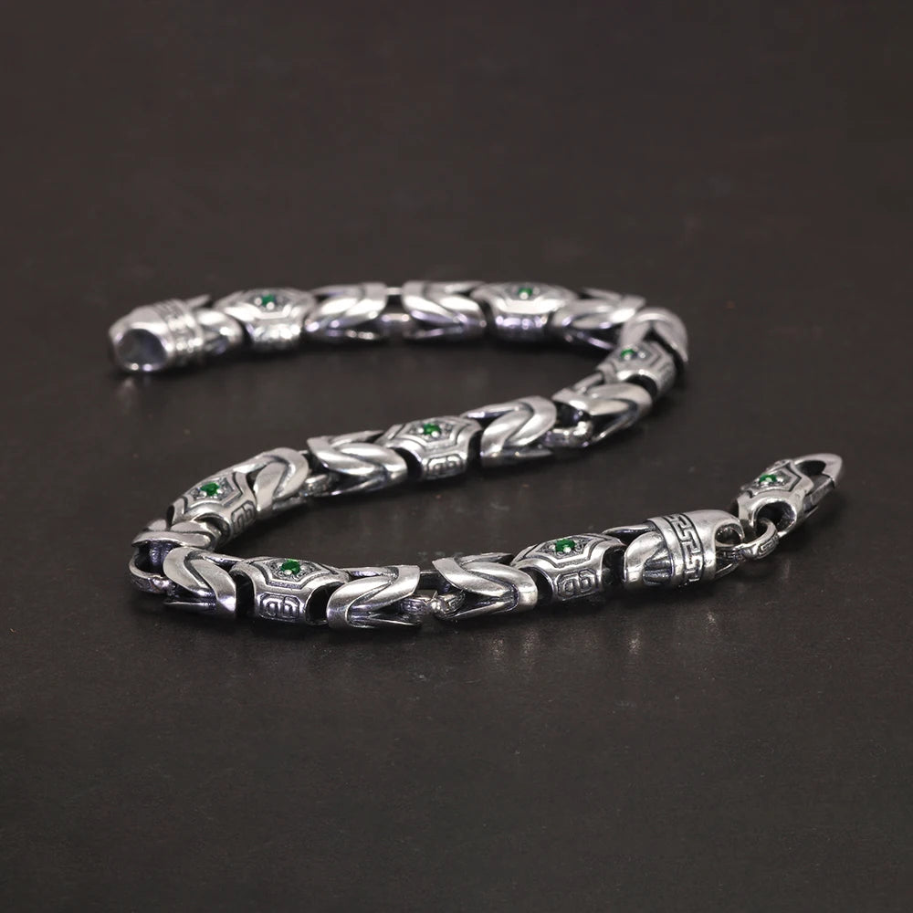 21cm 925 Sterling Silver Studded Pattern Bracelet