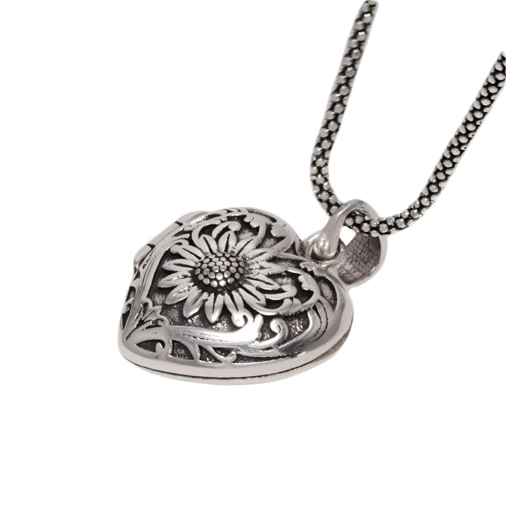 Heart Shaped Sunflower Locket Necklace & Pendant