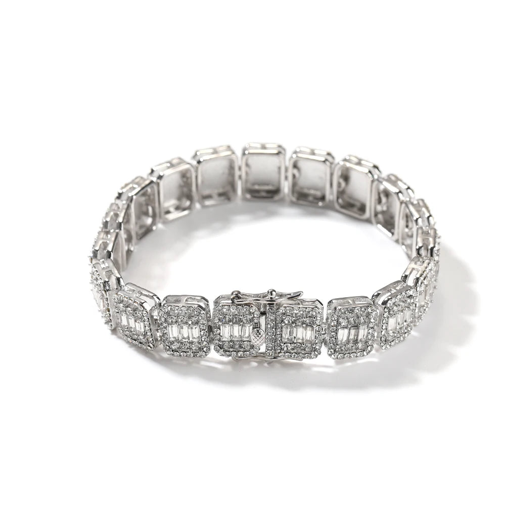10 inch Rhinestone Baguette Cut PHAT Link Bracelet